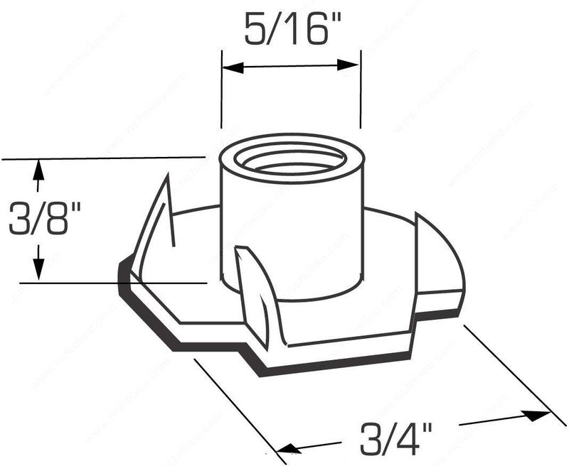 Desunia 1/4inches-20 T Nuts - 4 Prongs - Zinc Plated -for Cabinetry, Rock Climbing Walls, Woodworking, etc. - .25 Dia. - 100 pcs. - Image 2